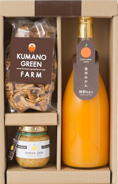 バラエティセット(小) 温州みかんジュース720ml1本・季節のジャム1瓶・黄金なめこドライ1袋の写真