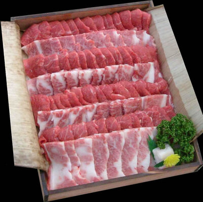 国産牛ロース・バラ・赤身焼肉詰合せ【特選ギフト】【特製木箱入り】の写真
